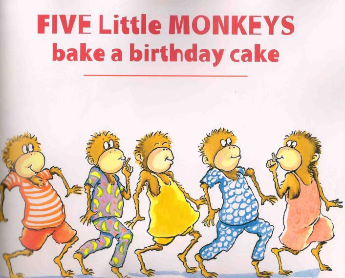 《五只小猴子烤生日蛋糕》少儿英语绘本pdf资源免费下载