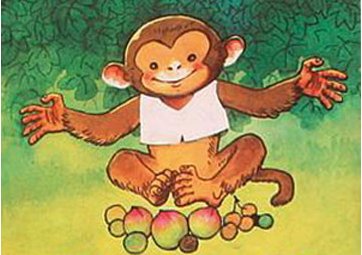 猴子摘桃子给老牛的故事
