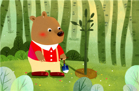 小熊种苹果童话故事