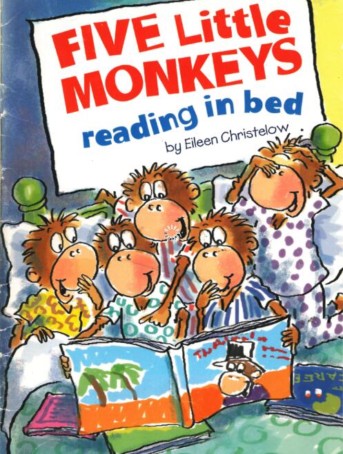 《Five Little Monkeys Reading in Bed》英文绘本pdf资源免费下载