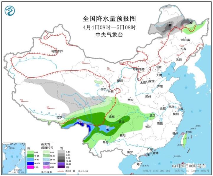 清明假期第2天青藏西藏等地有雨雪天气 东海南海等海域有大风