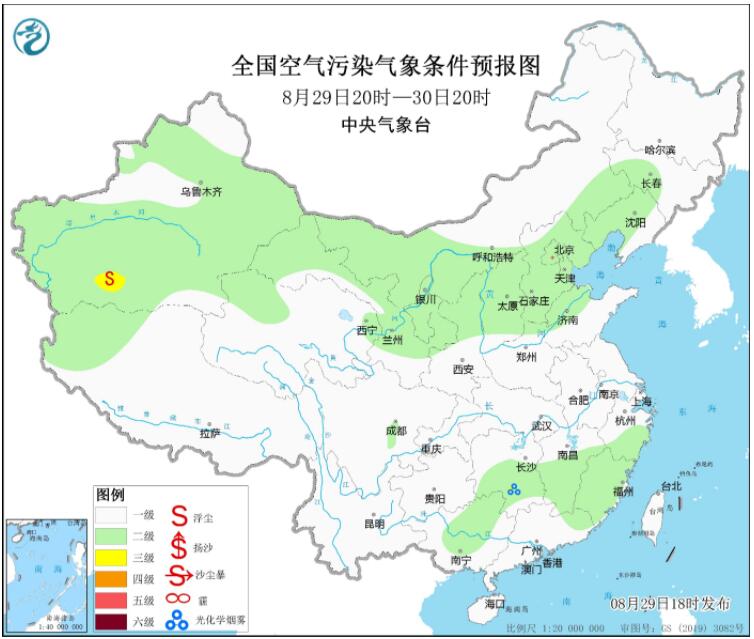 8月30日环境气象预报：新疆南疆盆地局地仍有沙尘