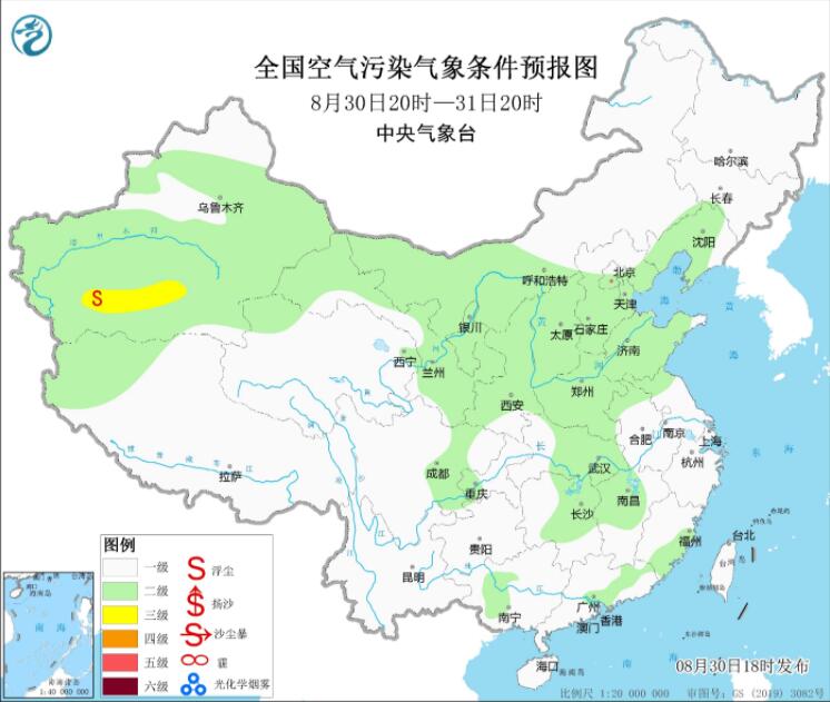 8月31日环境气象预报：新疆南疆盆地局地有扬沙或浮尘天气