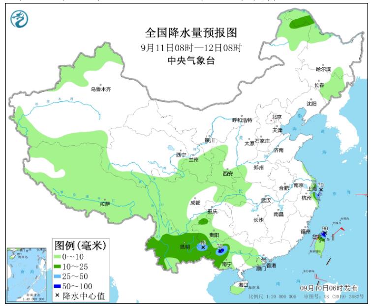 中秋第一天四川云南等地有暴雨 台风梅花将靠近琉球群岛南部海域