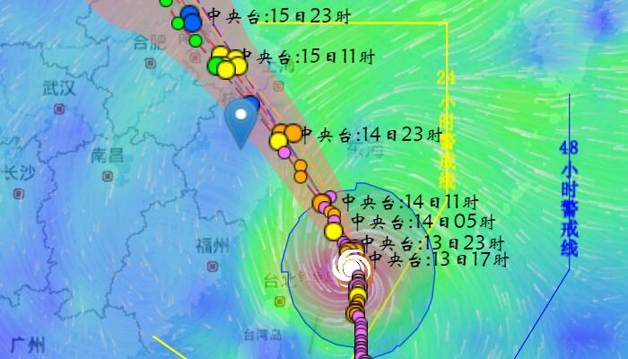 浙江台风网第12号台风路径图最新消息 明天杭州周边或遭大暴雨侵袭