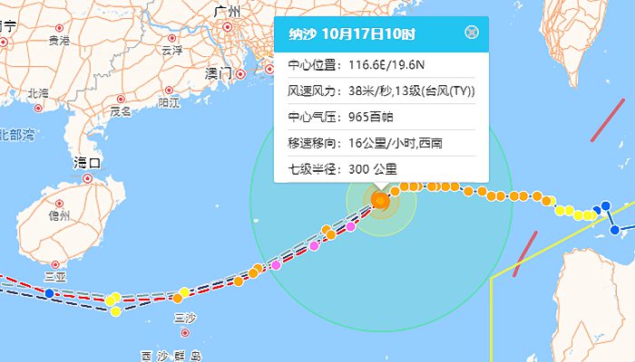 海南台风网第20号台风最新消息 台风纳沙对海南有影响吗