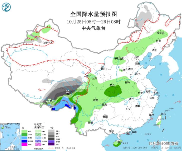 西藏青海川西高原等雨雪强势来袭  华北东北受冷空气影响降温降水